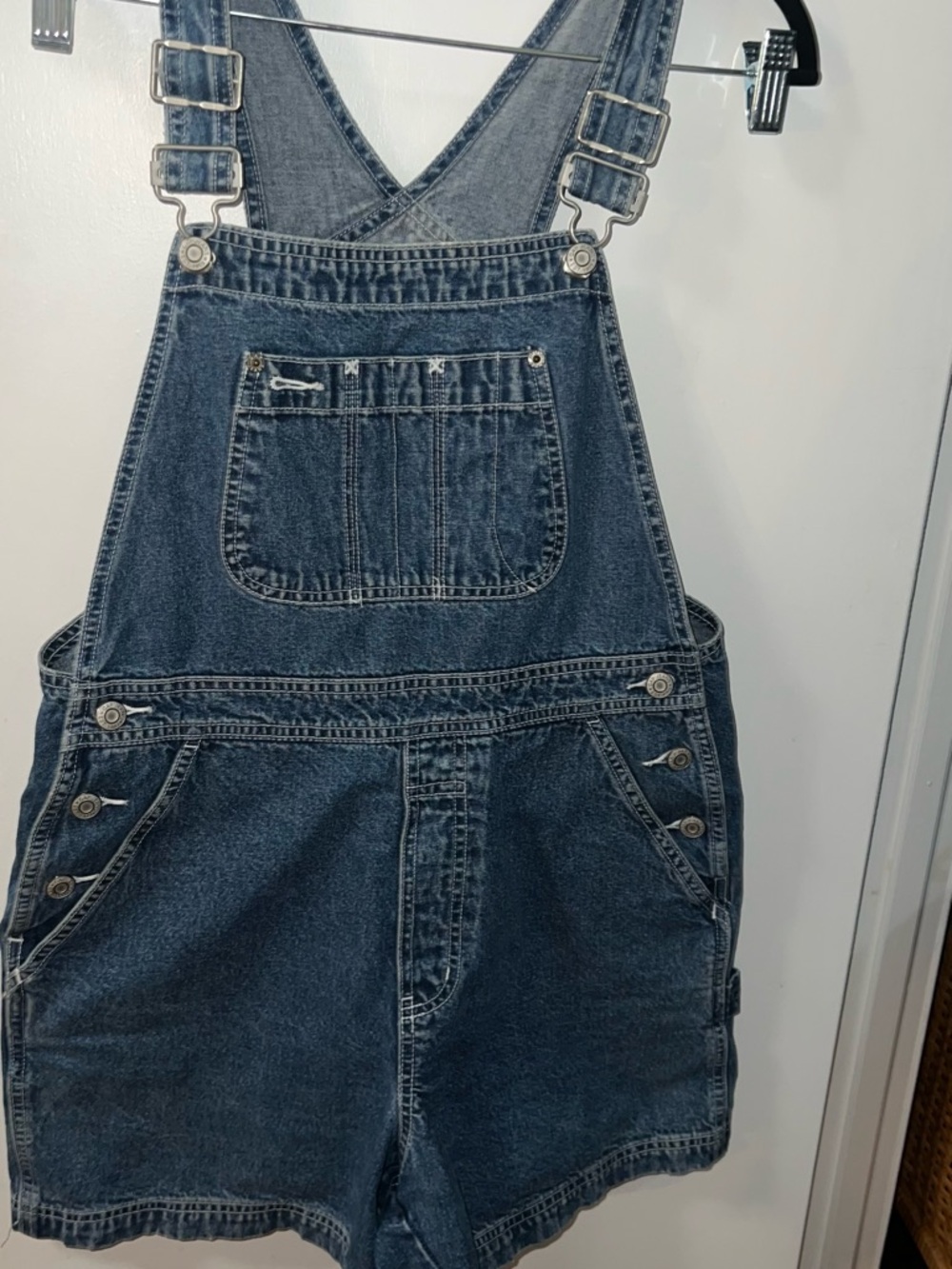 GAP Light Wash Denim Short Overalls